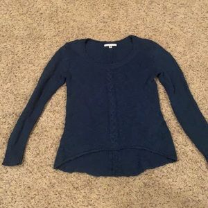 CAbi Women's Blue Hi-Lo Cable Knit Sweater #470 SM